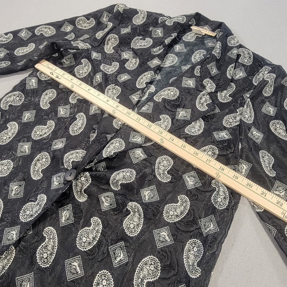 Vintage Chelsea Ltd Paisley Jacquard Blazer Jacket Black Made In USA Womens 12 - Picture 8 of 10